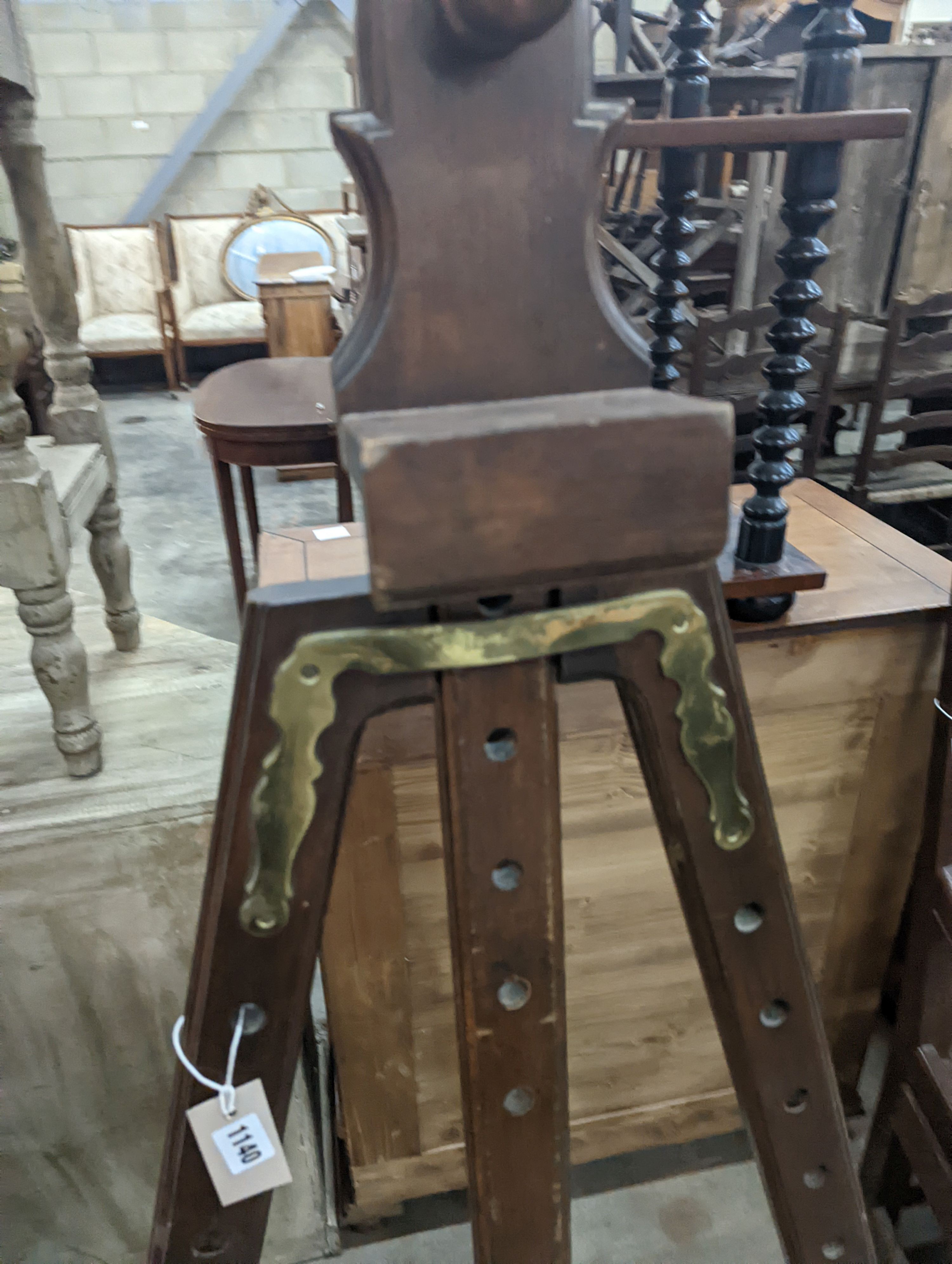 A brass mounted artist's easel, height 166cm